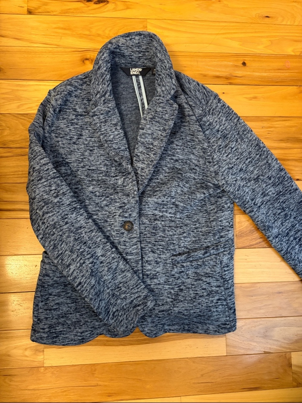 Lands' End Heathered Navy Knit Blazer